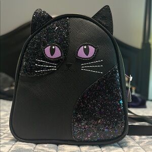 Black Cat Backpack with Glitter Accents